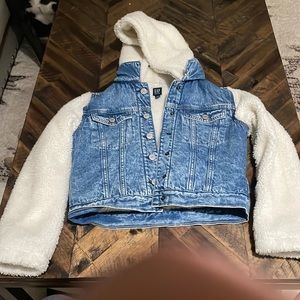 Gap, kids, extra-large denim, and fur jacket